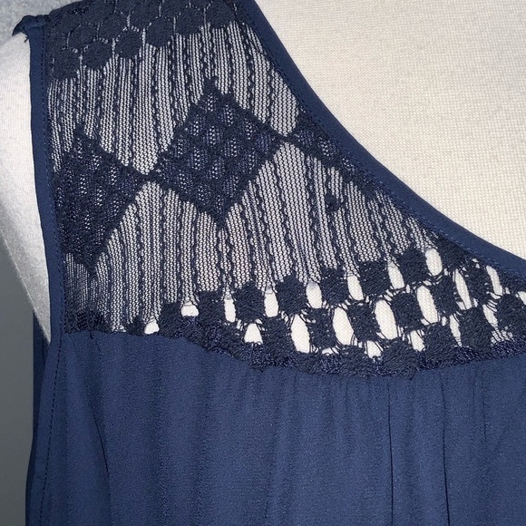 Sami & Jo Sapphire Blue Cold Shoulder Long Sleeve Lace Flowy Blouse XL - Picture 6 of 11